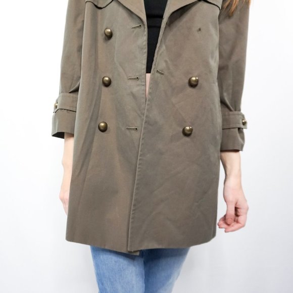 228. YVES SAINT LAURENT VINTAGE Double-Breasted Cotton Coat Sz 40 - Picture 2 of 7
